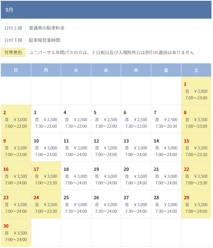 180902 USJ駐車場料金